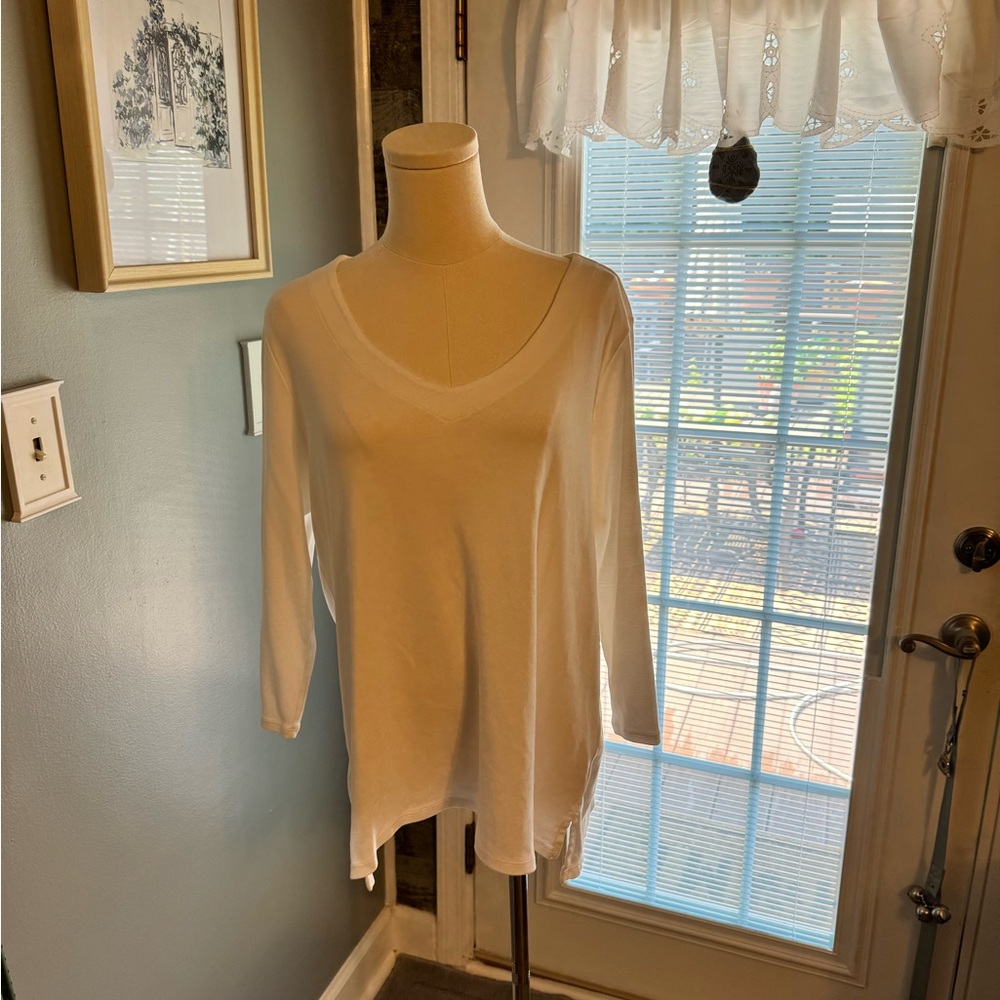 J. Jill 3/4 Sleeve V-Neck Top‎ SZ LG